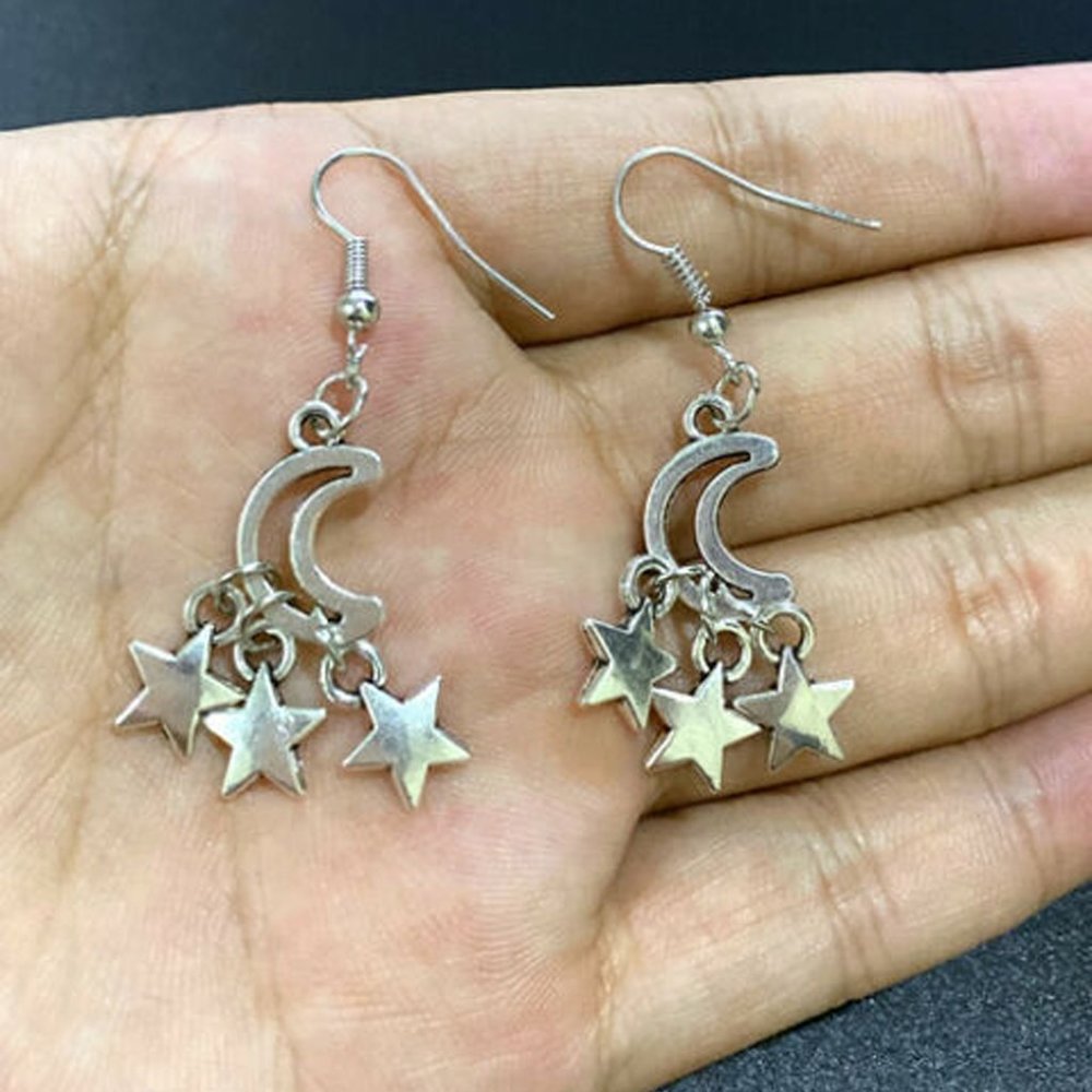 Moon & Stars Silver Earrings - Picture 4 of 4